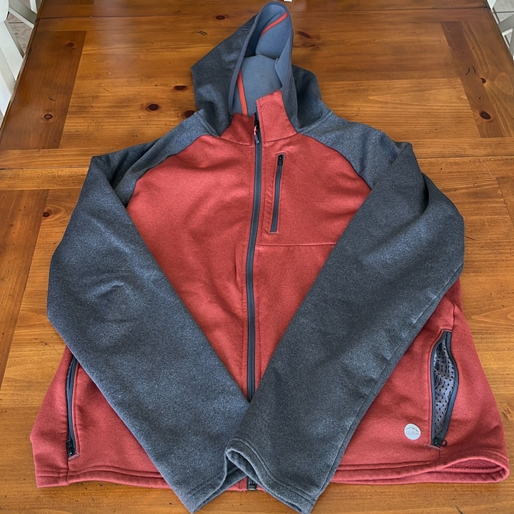 L.L Bean Men’s Zip-Up Sweatshirt Size L in Burnt Orange/Grey
